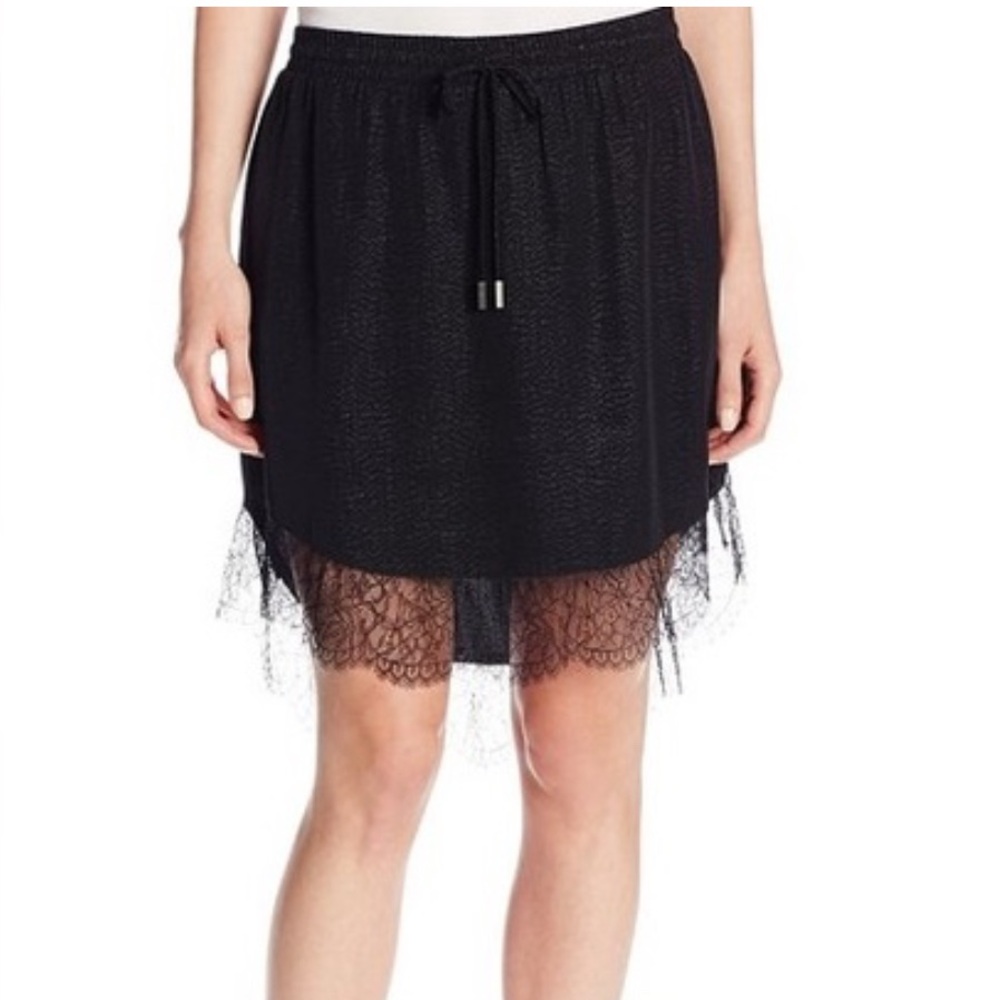 BCBGeneration Black Hi-Low Lace Slip Skirt